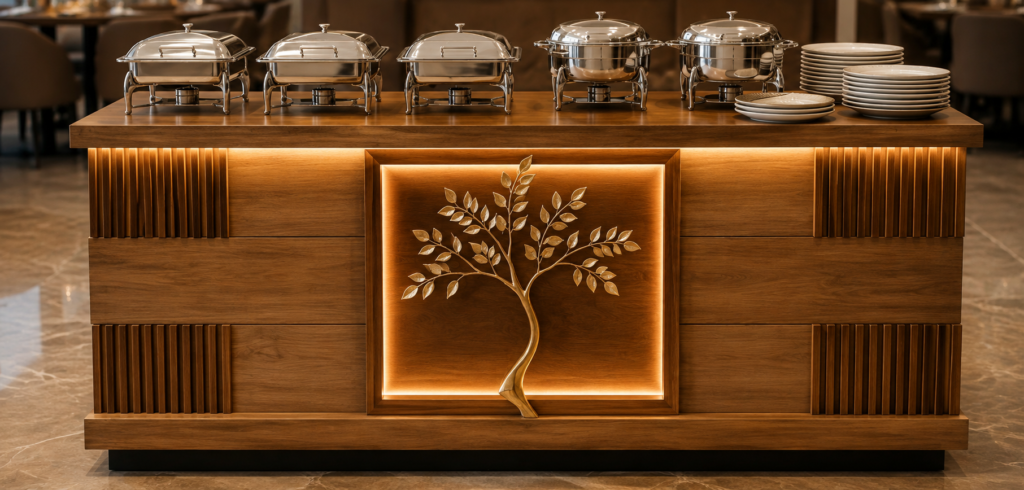 ELEGANT WEDDIG BUFFER COUNTER IN AMERICAN PINE WOOD